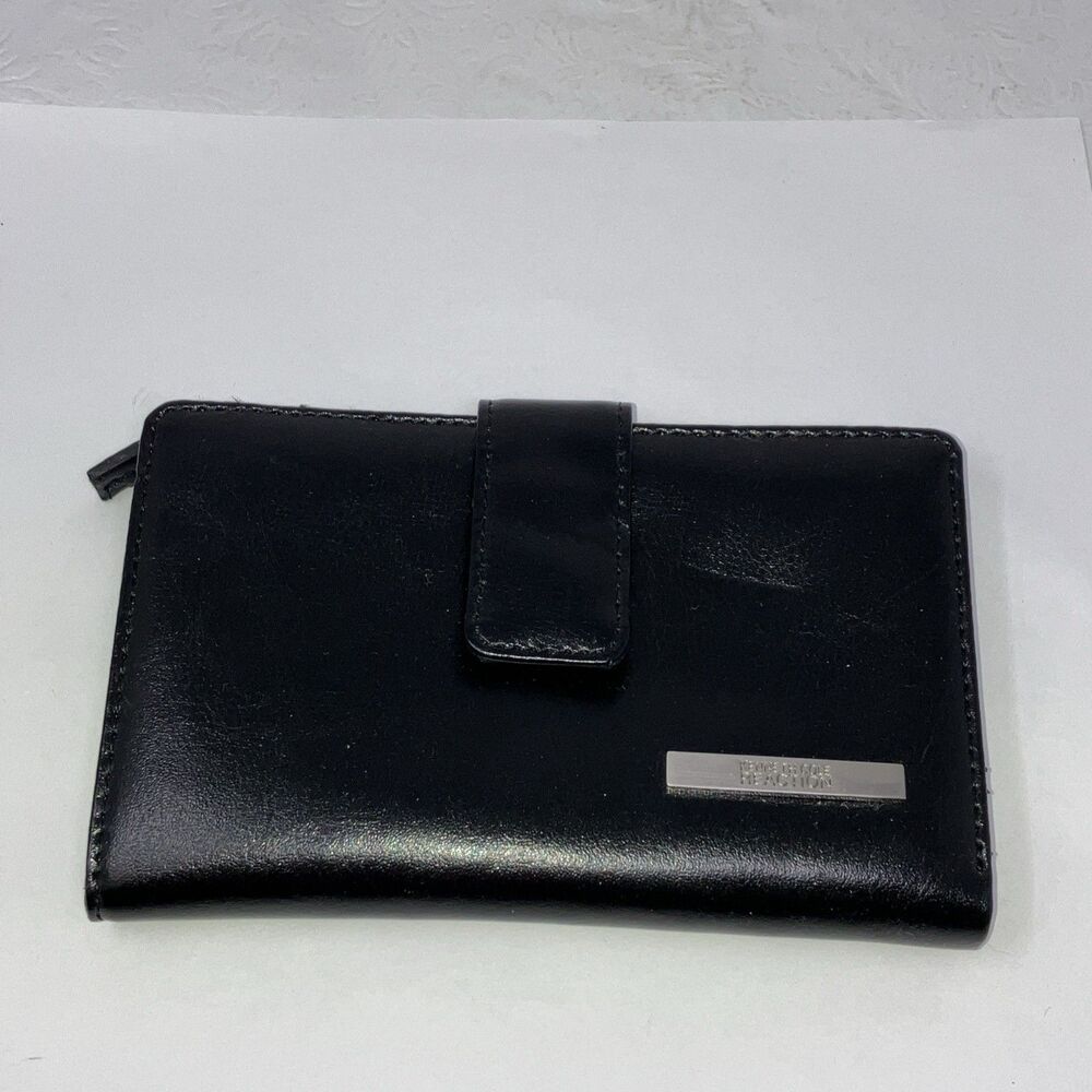 Black Kenneth Cole Reaction Leather Clutch Wallet 6X3.75"